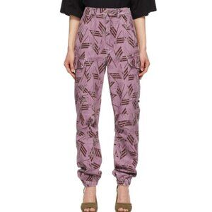 The Attico NWT Purple Mason Cargo Barrel Leg Pants in 192 Camo Logo Size XS